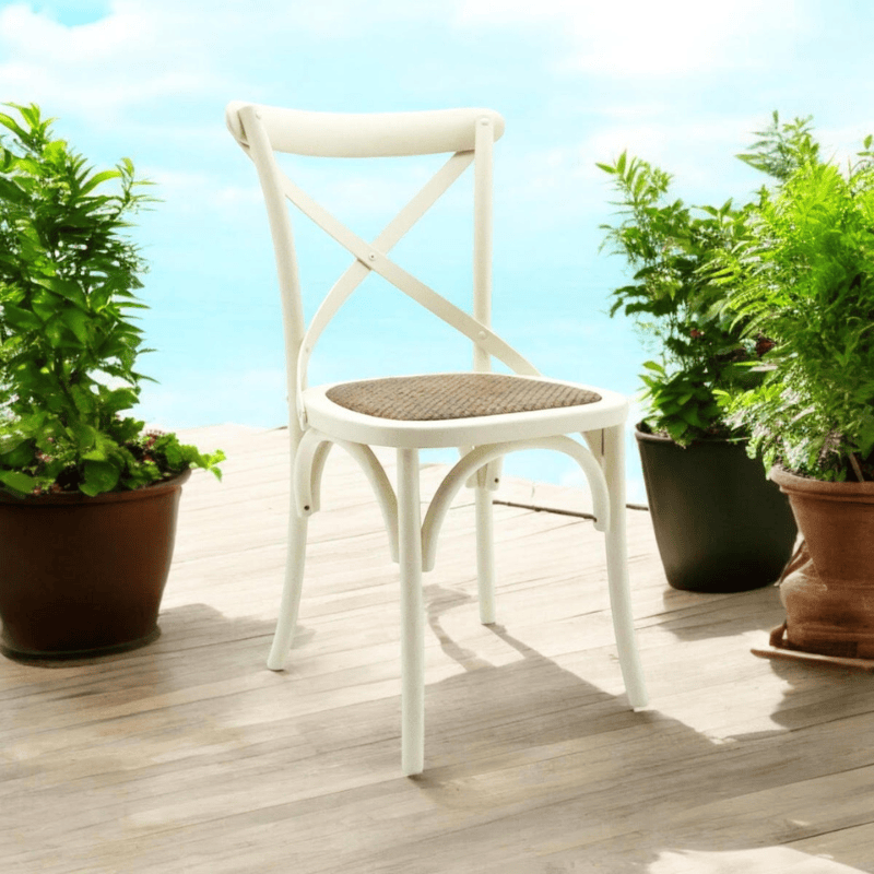Chair White French Cross Back Chair