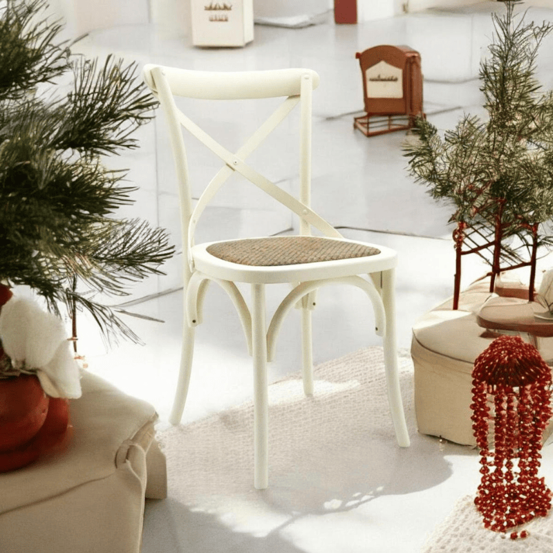 Chair White French Cross Back Chair