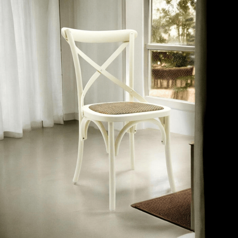 Chair White French Cross Back Chair