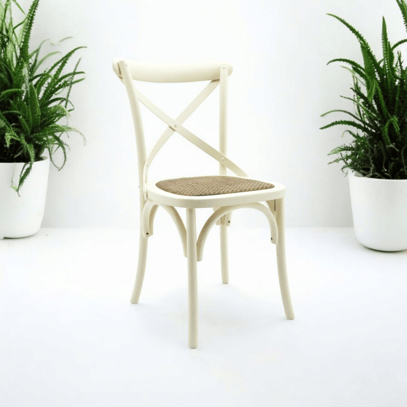 Chair White French Cross Back Chair
