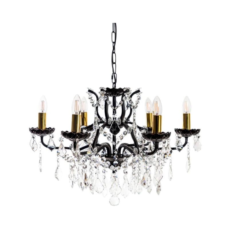 Chandelier 6 Branch Matt Black Shallow Chandelier