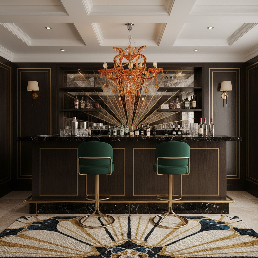 Chandelier Amber 5 Branch Murano Chandelier