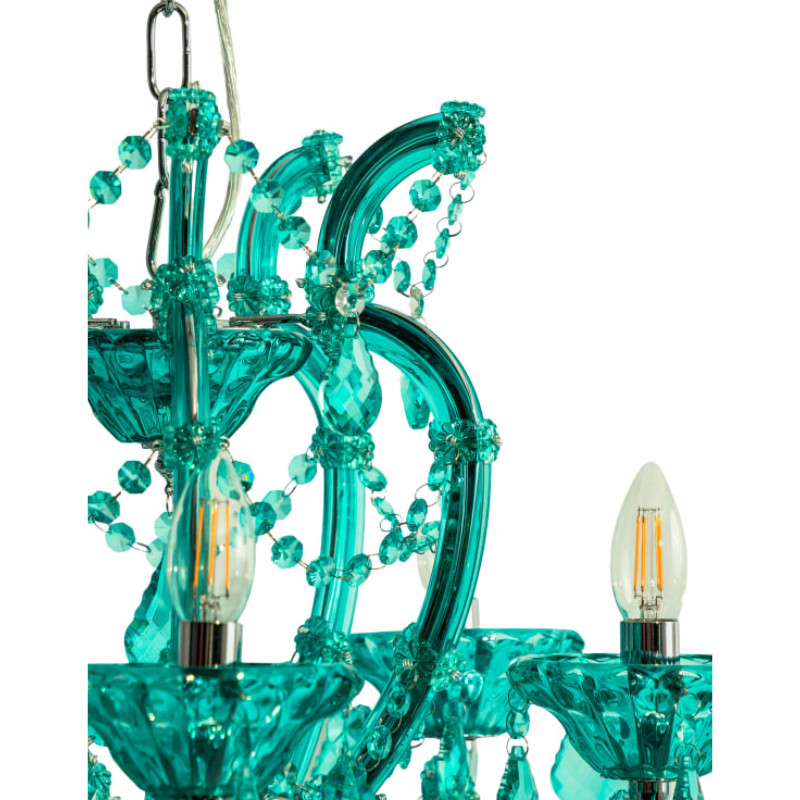Chandelier Aqua Blue 5 Branch Murano Chandelier