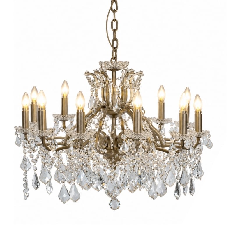Chandelier Large 12 Branch Brushed Gold Shallow Chandelier