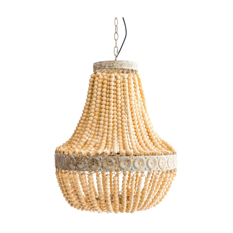 Chandelier Large Bohemian Wooden-Beaded Chandelier