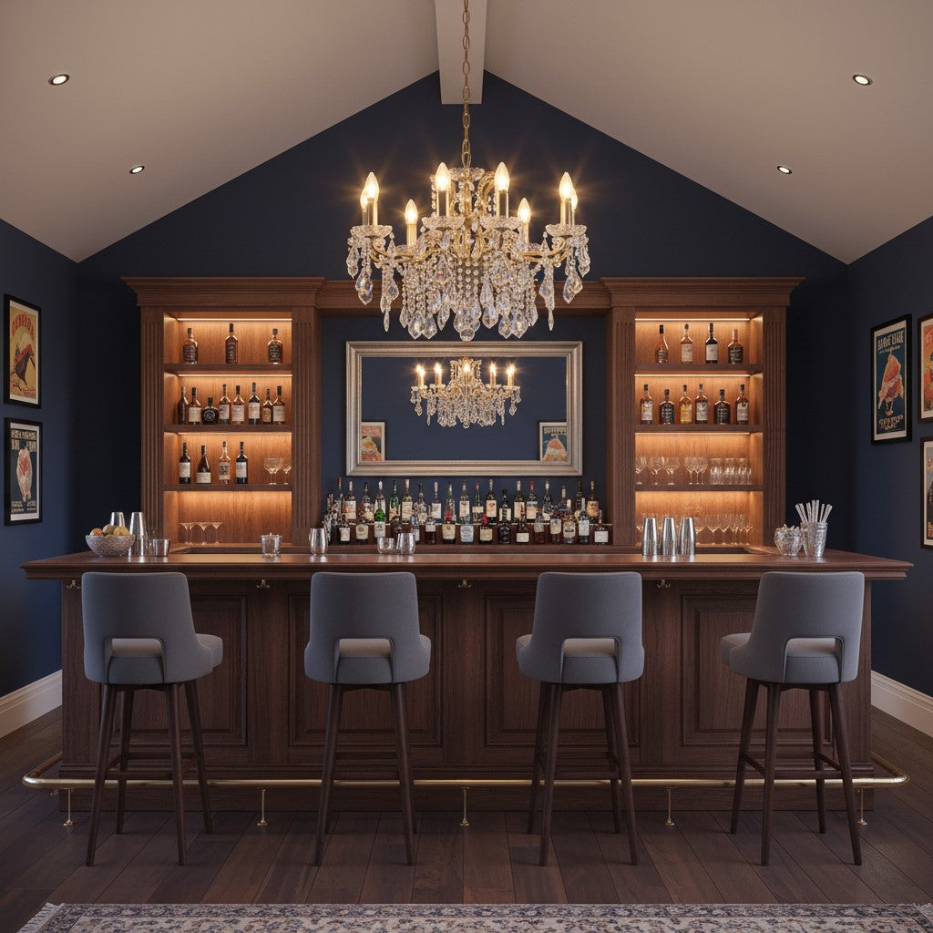 Chandelier Medium 8 Branch Brushed Gold Shallow Chandelier