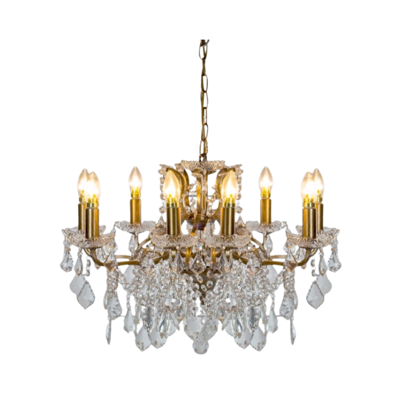 Chandelier Medium 8 Branch Brushed Gold Shallow Chandelier