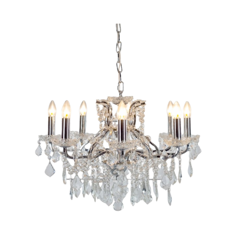 Chandelier Medium 8 Branch Chrome Shallow Chandelier
