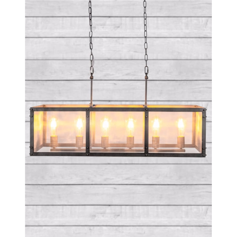 Chandelier Rectangular Industrial Iron Chandelier
