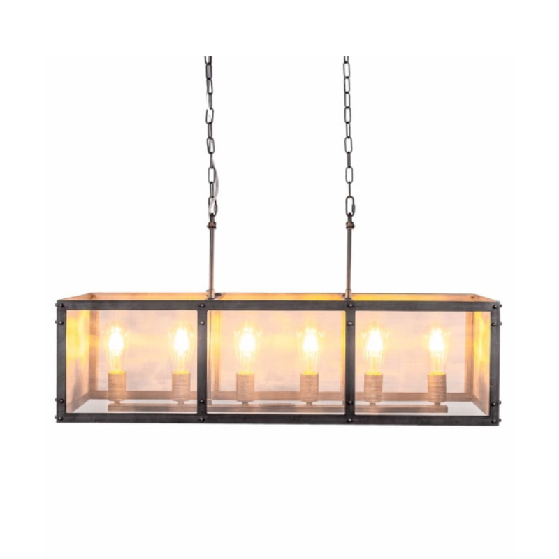 Chandelier Rectangular Industrial Iron Chandelier