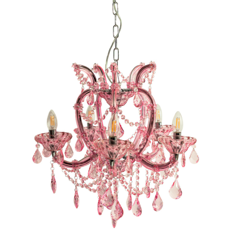 Chandelier Rose Pink 5 Branch Murano Chandelier