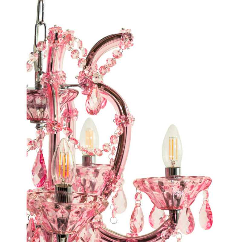 Chandelier Rose Pink 5 Branch Murano Chandelier