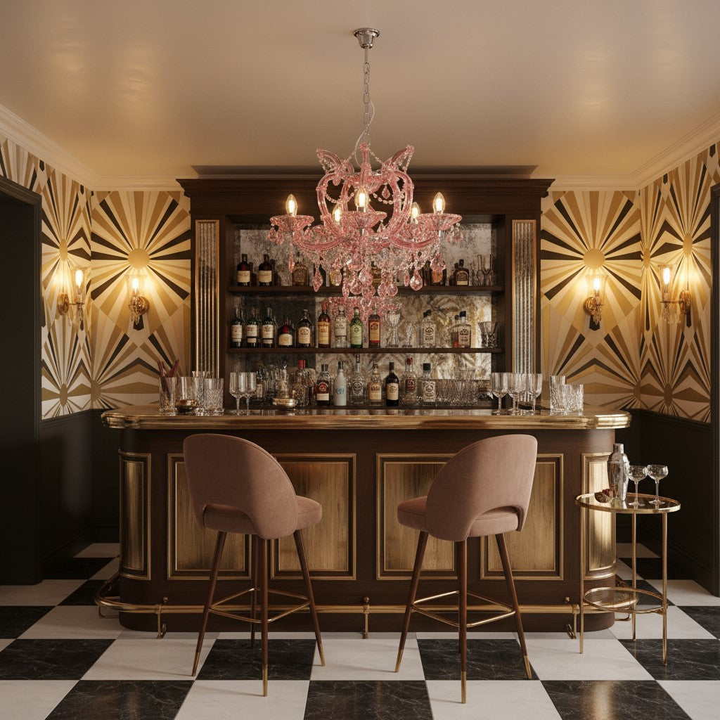 Chandelier Rose Pink 5 Branch Murano Chandelier