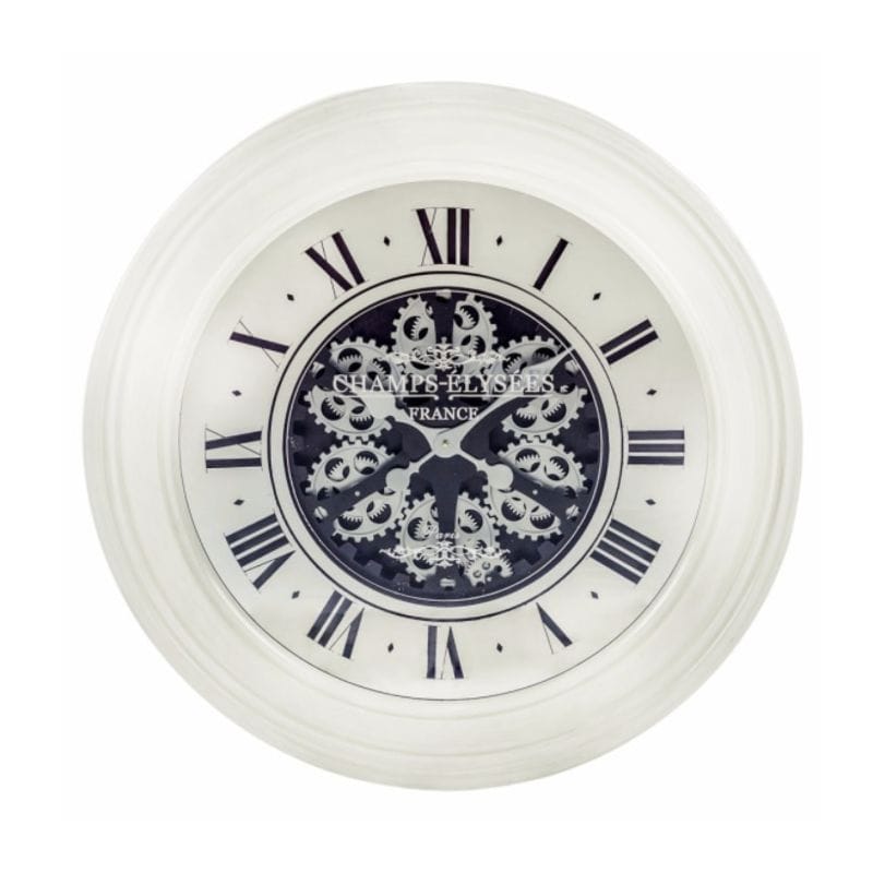 Clock Antique Style Cream Mirrored Face Moving Gears Clock