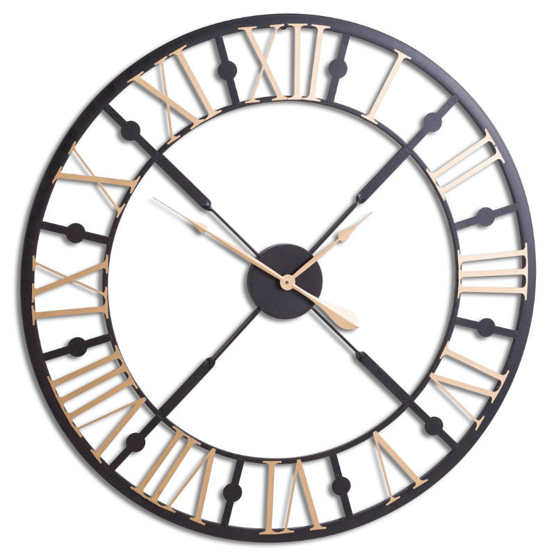 Clock Black And Gold Skeleton Clock