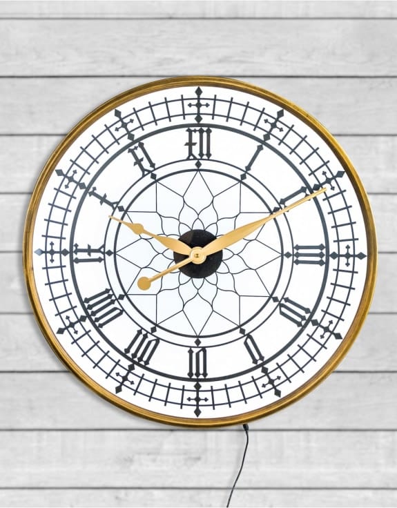 Clock Gold Framed Backlit Wall Clock