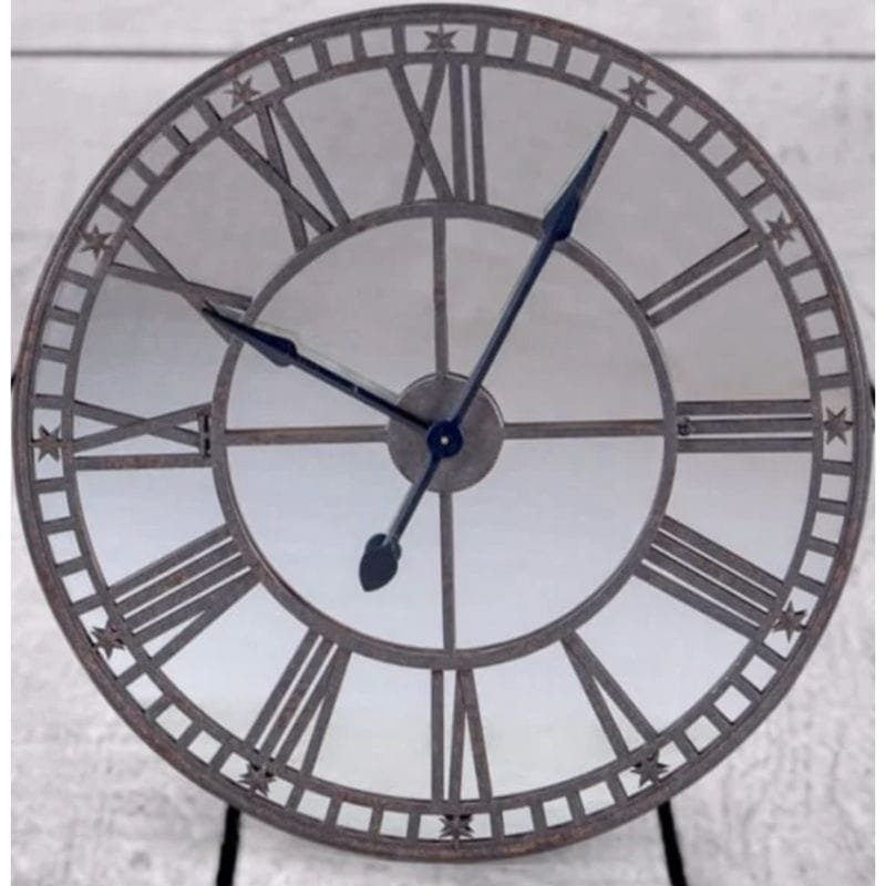 Clock Large Antiqued Clock with Mirror Face