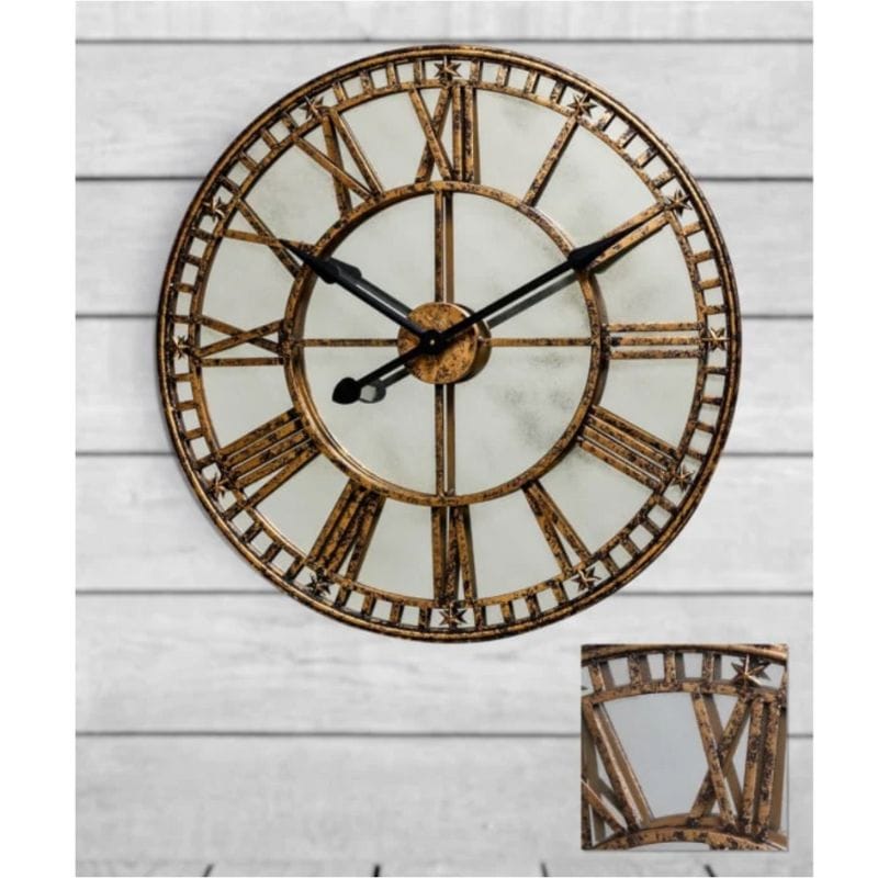 Clock Large Gold Clock with Antique Mirror Face