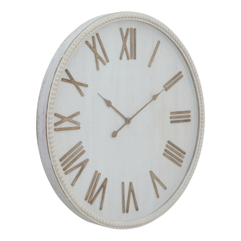 Clock Large Rustic White Clock With Beaded Frame