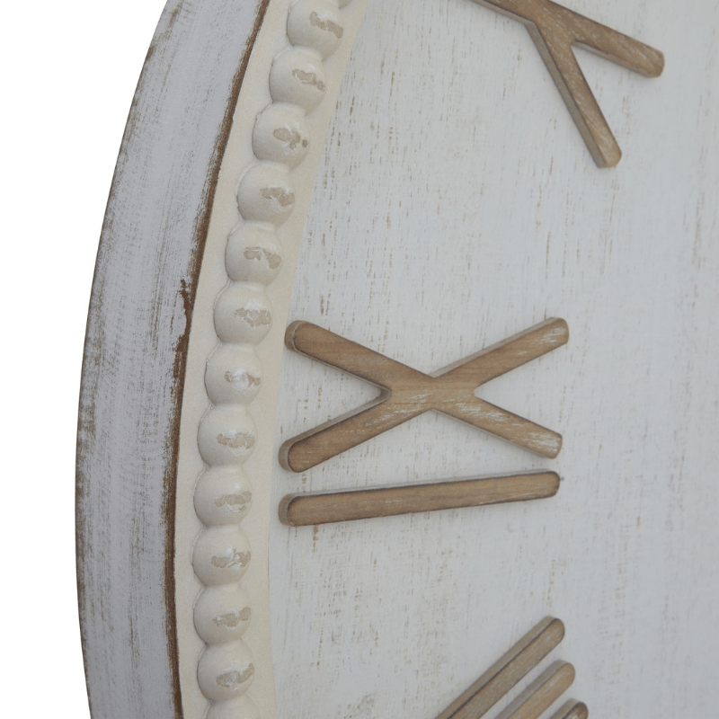 Clock Large Rustic White Clock With Beaded Frame