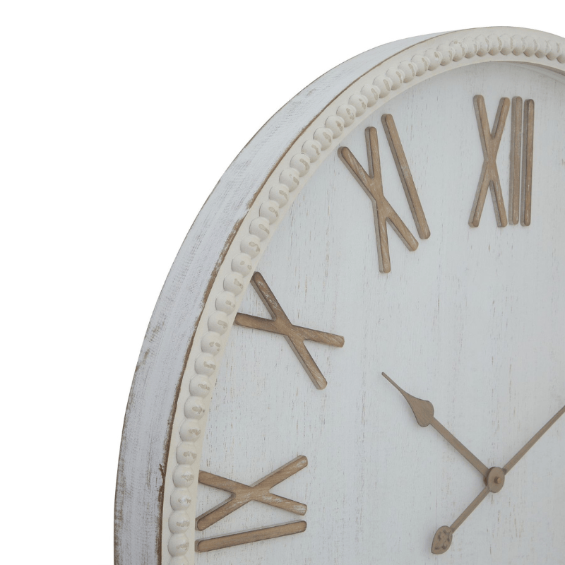 Clock Large Rustic White Clock With Beaded Frame