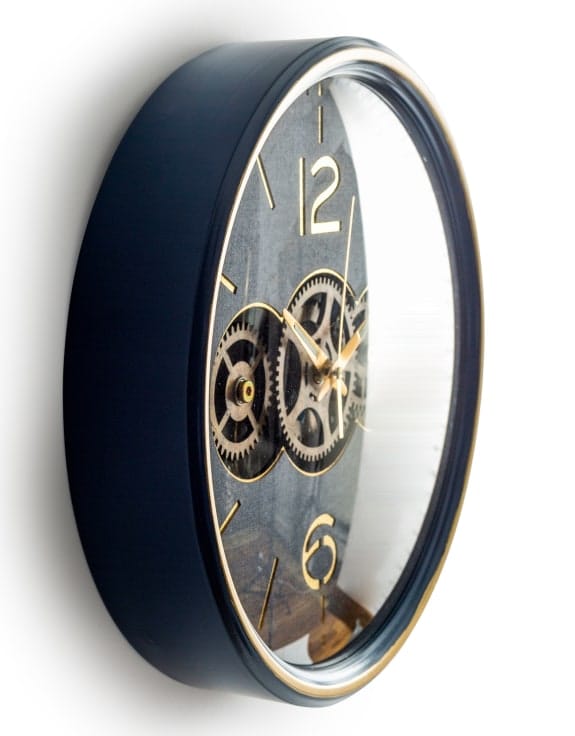 Clock Royal Blue Moving Gears Clock