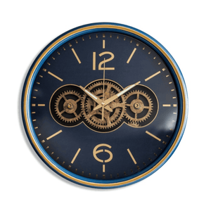 Clock Royal Blue Moving Gears Clock