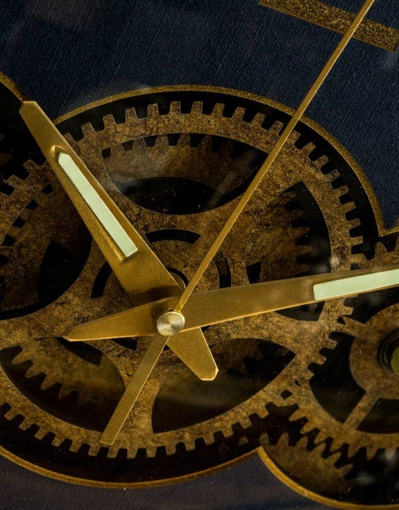 Clock Royal Blue Moving Gears Clock