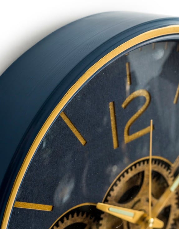 Clock Royal Blue Moving Gears Clock