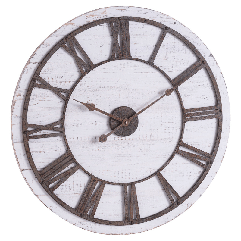Clock Rustic Wooden Clock With Aged Numerals And Hands