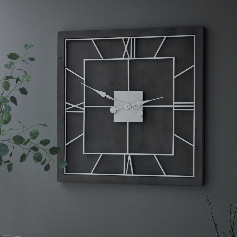 Clock Williston Grey Square Wall Clock