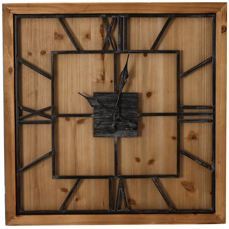 Clock Williston Square Large Wooden Wall Clock