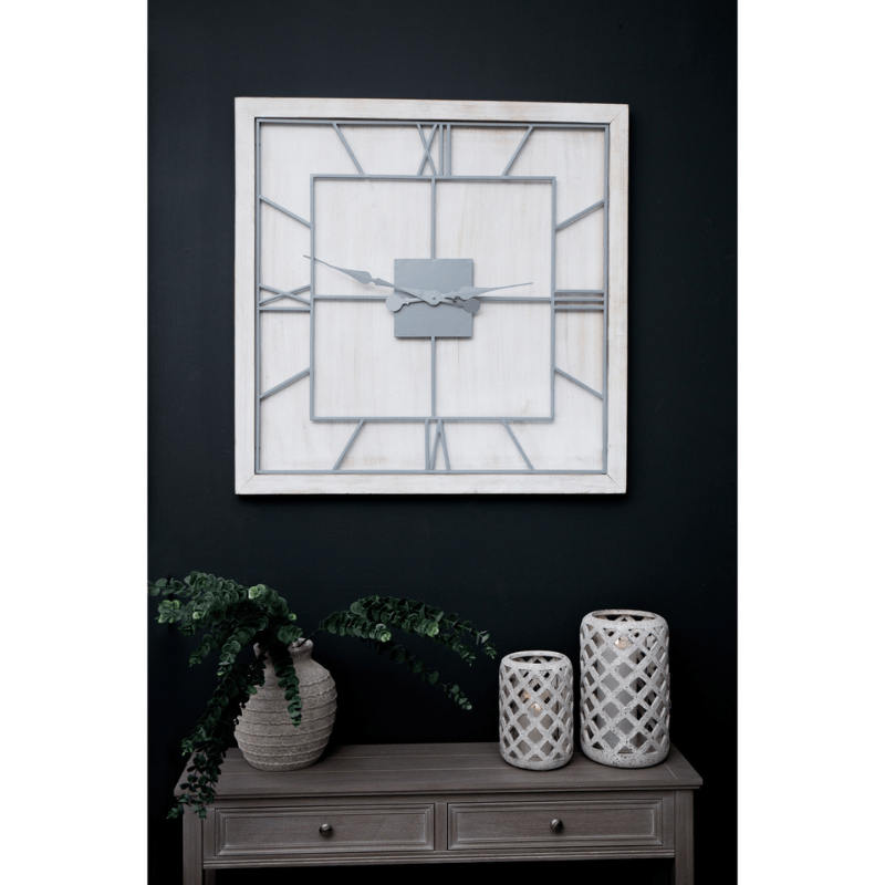 Clock Williston White Square Large Wall Clock