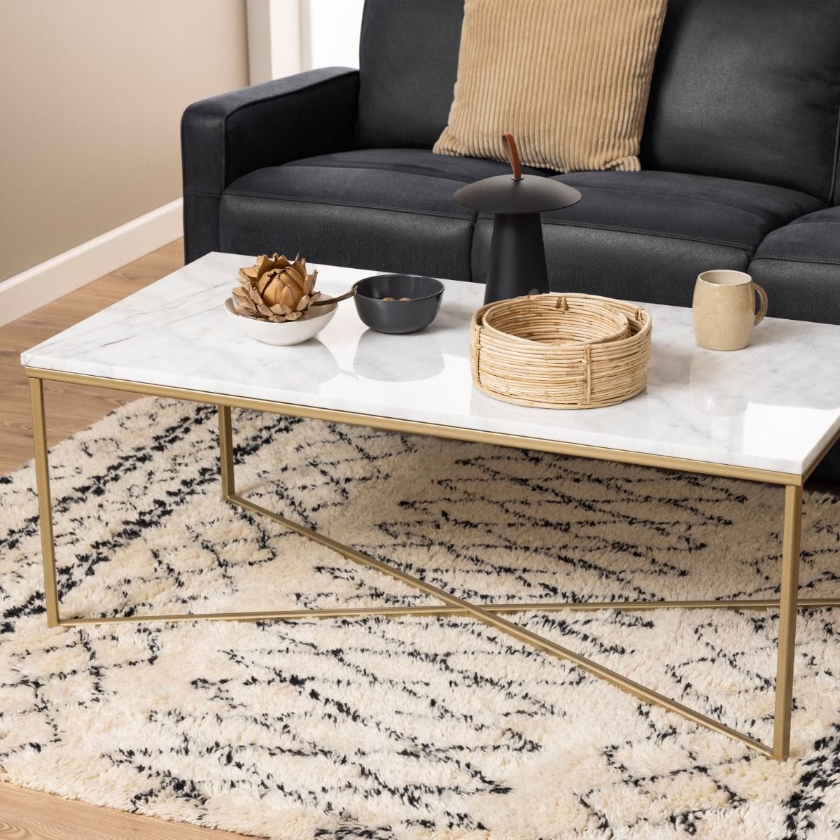 Coffee Table Alisma Coffee Table with White Marble Top