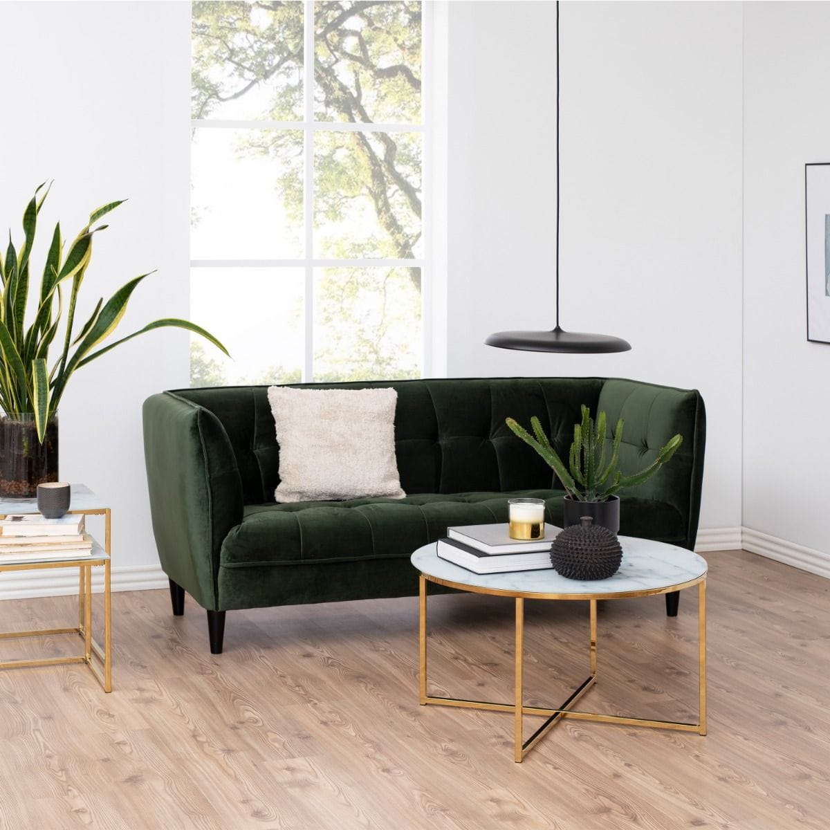 Coffee Table Alisma Round Coffee Table with White Marble Top & Gold Legs