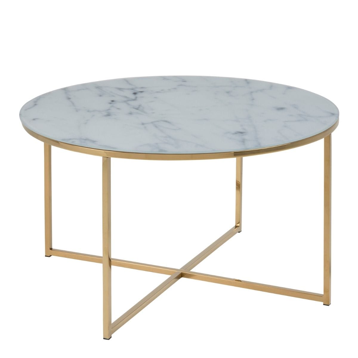 Coffee Table Alisma Round Coffee Table with White Marble Top & Gold Legs