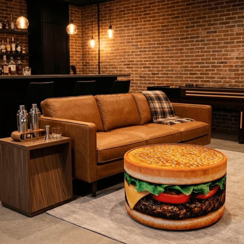 Coffee Table Cheese Burger Icon Upholstered Round Coffee Table