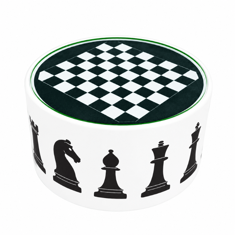 Coffee Table Chessboard Icon Upholstered Round Coffee Table