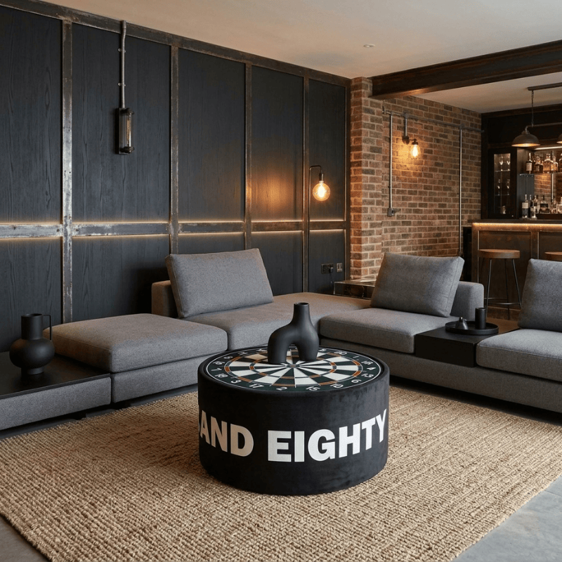 Coffee Table Dartboard Icon Upholstered Round Coffee Table