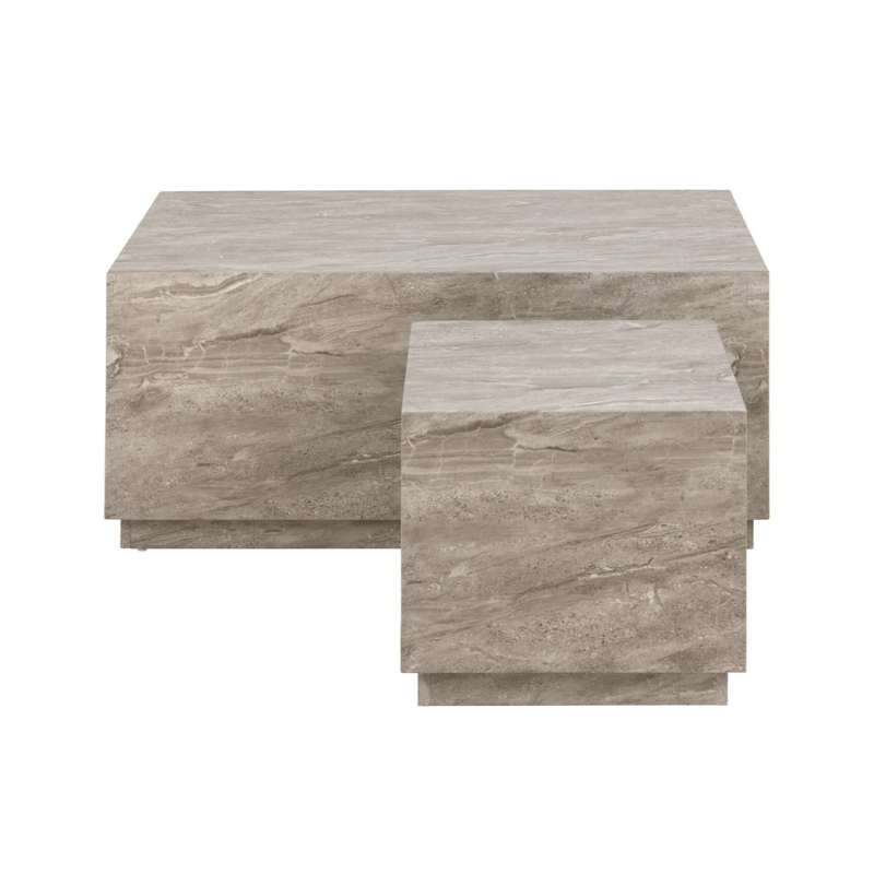 Coffee Table Dice Coffee Table Set in Grey Marble