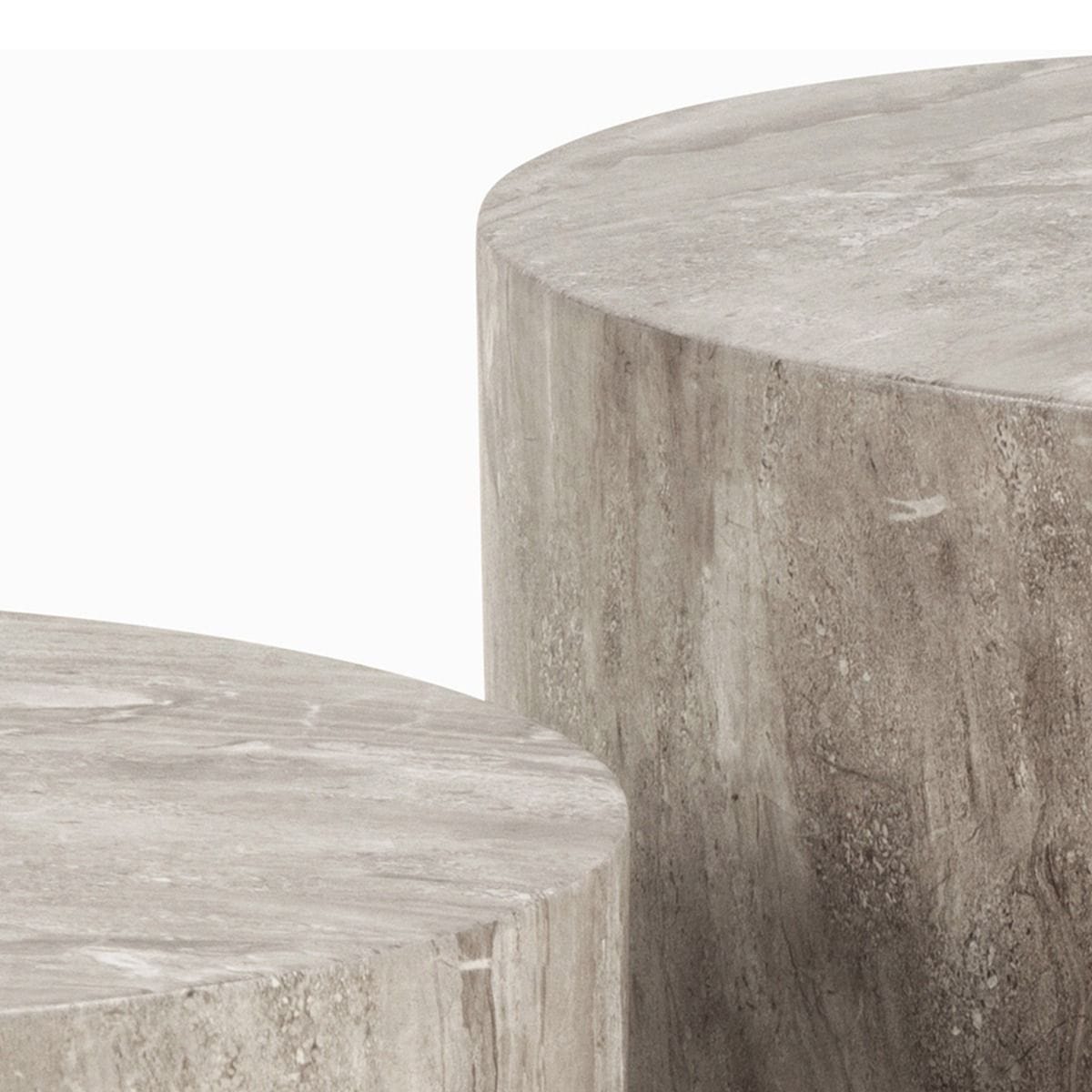 Coffee Table Dice Round Coffee Table Set in Grey Marble