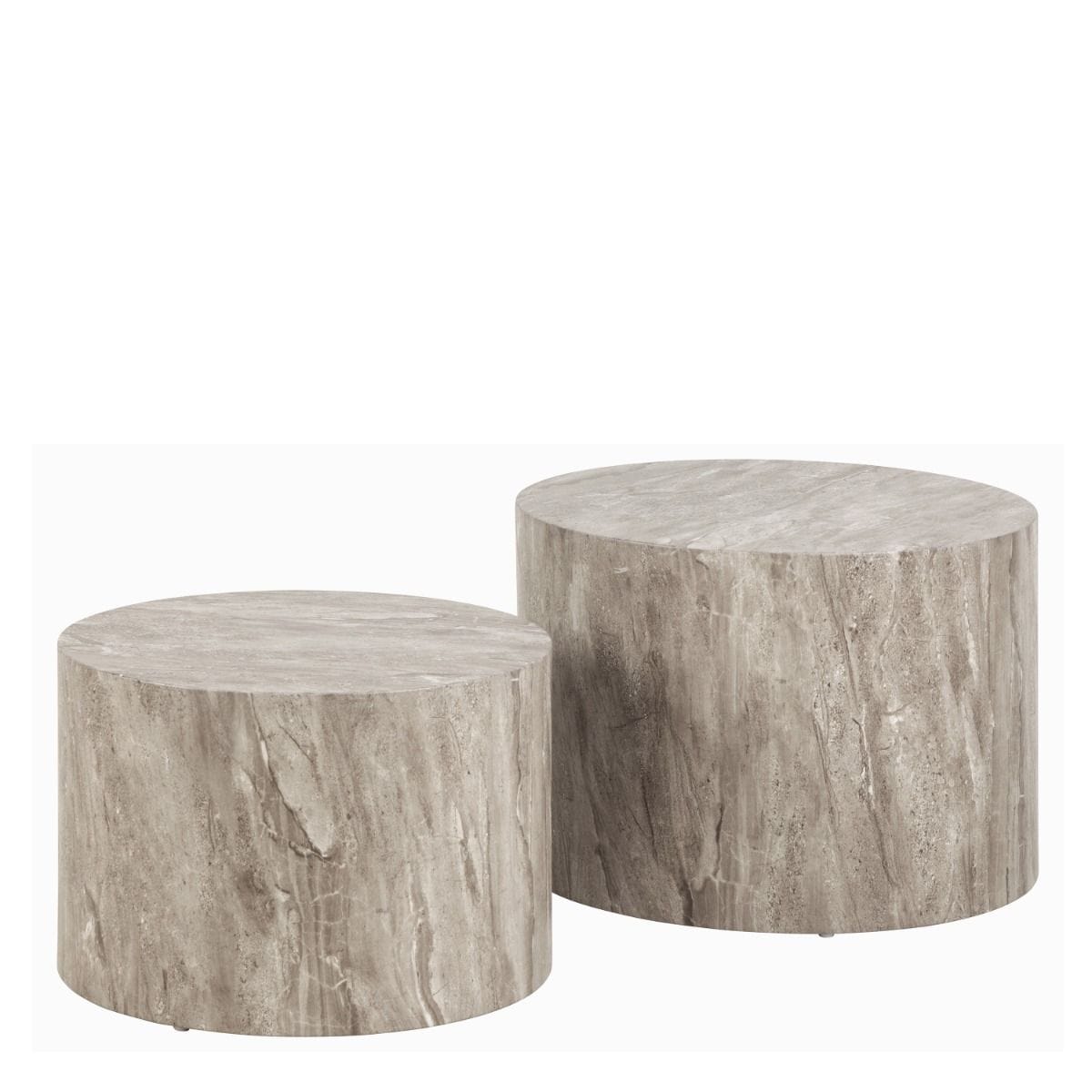 Coffee Table Dice Round Coffee Table Set in Grey Marble