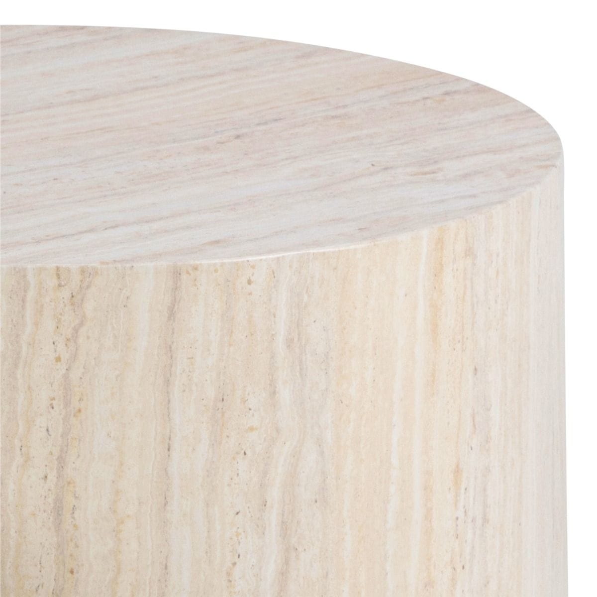 Coffee Table Dice Round Coffee Table Set in Light Travertine Effect