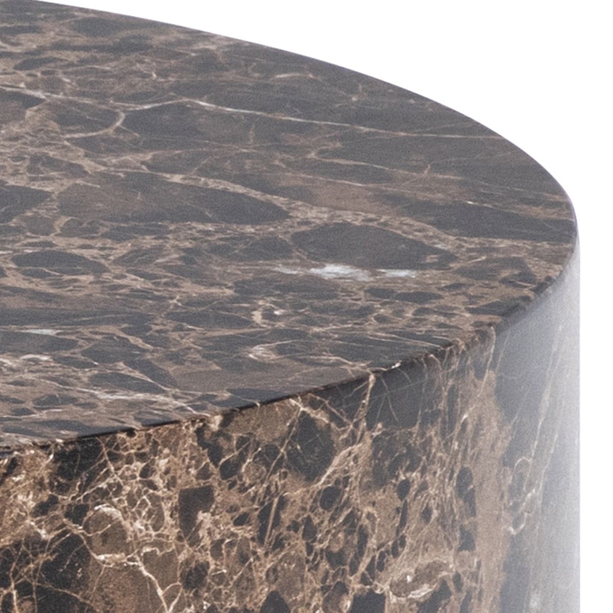 coffee table Dice Round Coffee Table Set of 2 in Brown Marble Finish
