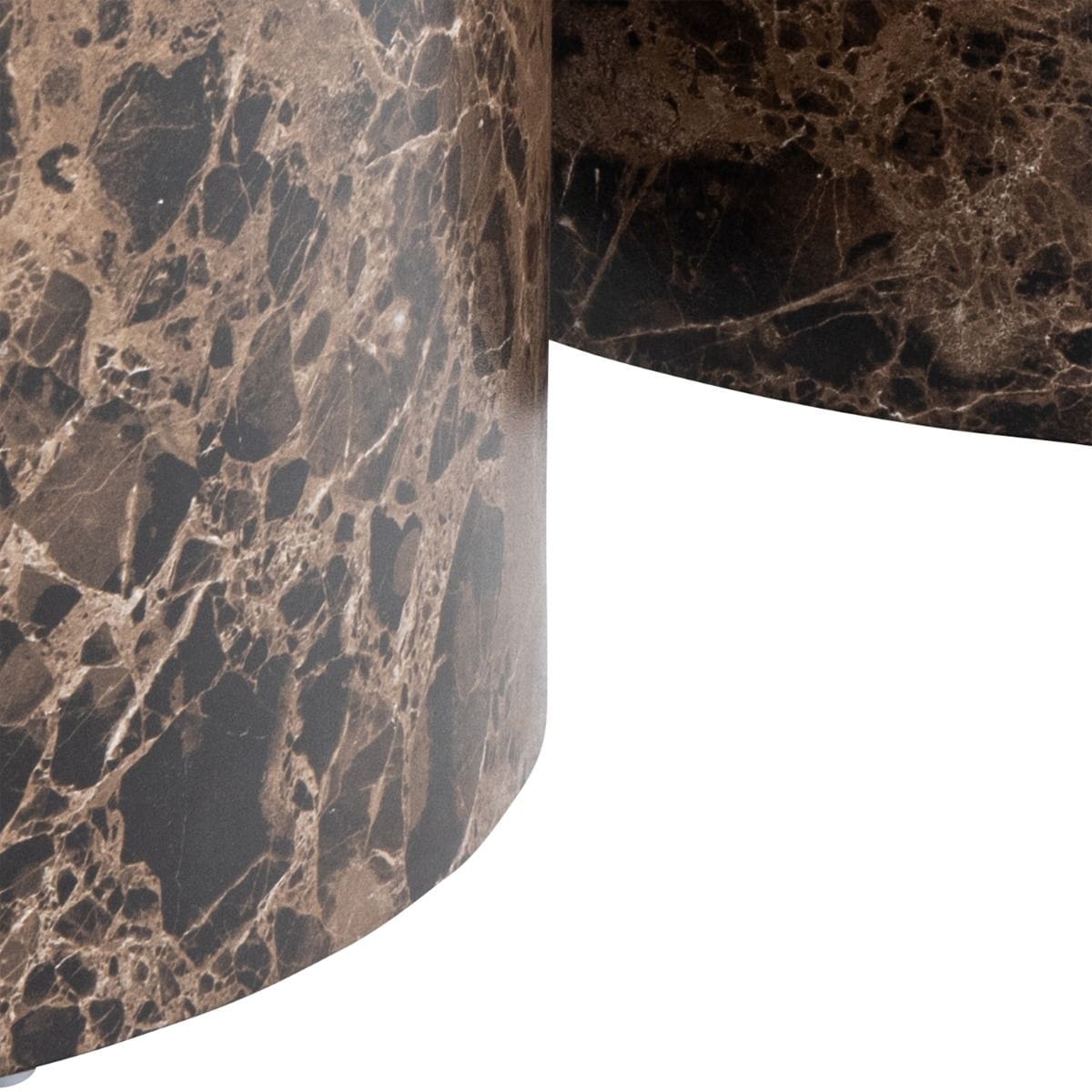 coffee table Dice Round Coffee Table Set of 2 in Brown Marble Finish