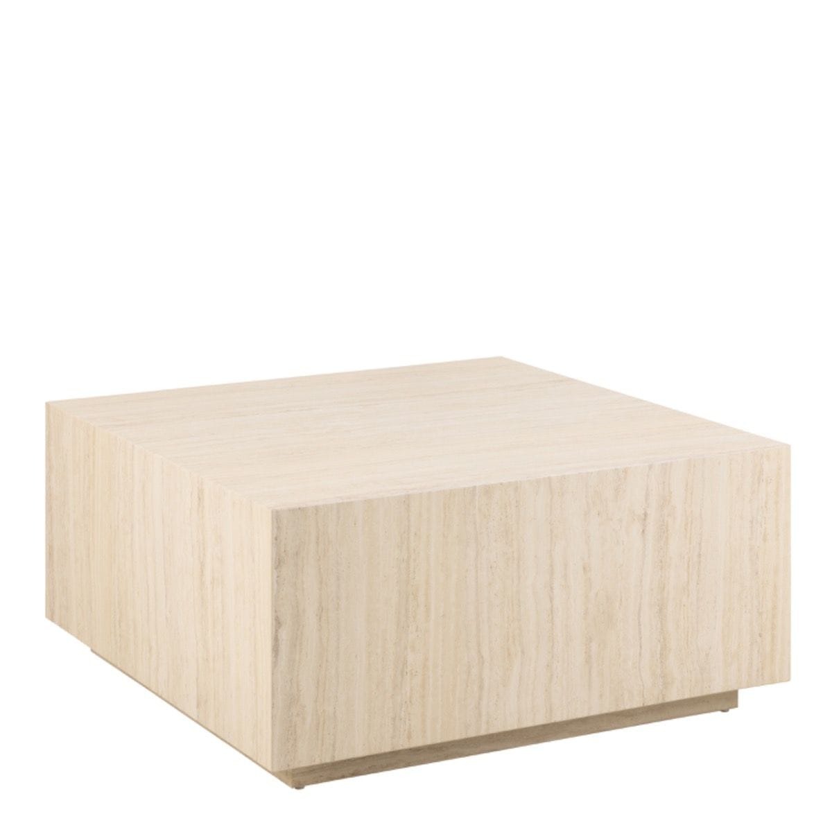 Coffee Table Dice Square Coffee Table in Light Travertine Effect 90x90x42cm