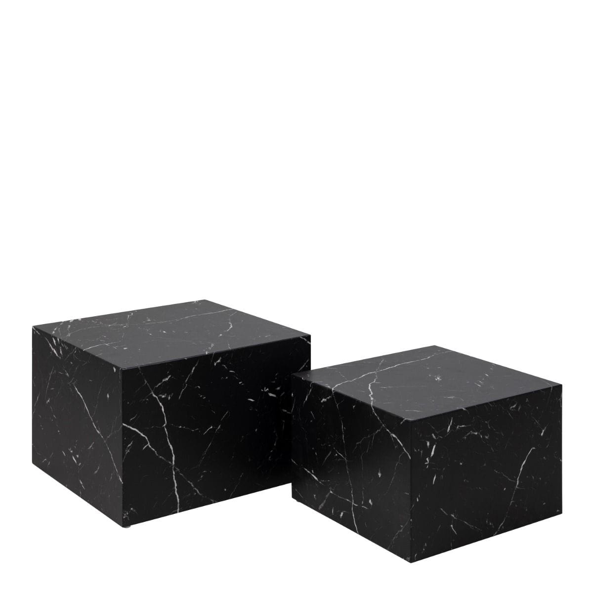 Coffee Table Dice Square Coffee Table Set in Black Marble Marquina