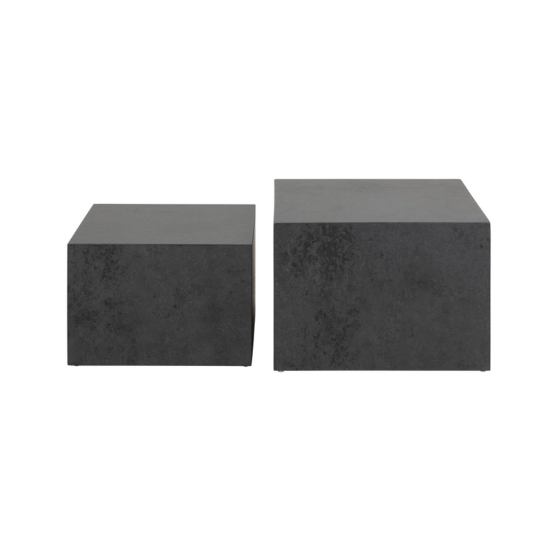 Coffee Table Dice Square Coffee Table Set in Black Ocean Rough Paper