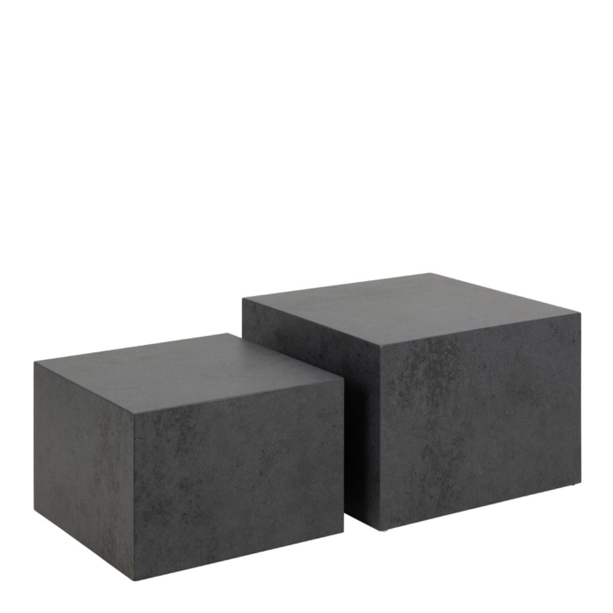 Coffee Table Dice Square Coffee Table Set in Black Ocean Rough Paper