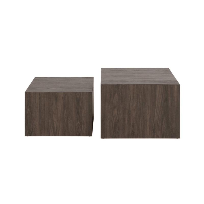 Coffee Table Dice Square Coffee Table Set in Smoked Ash